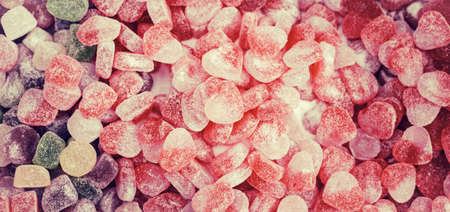 Colorful jelly candies close up as a bright joyful backgroundの写真素材