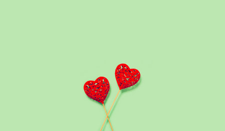 Abstract composition with decorative hearts on colorful background. Valentine day theme. Love and...