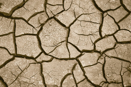 Cracked ground surface close up. Global warming and drought concept. Abstract texture background....