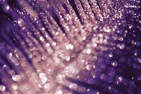 Abstract composition made of a decorative branch closeup. Defocused sparkles. Shiny festive and holiday background. Celebration and party concept.の写真素材