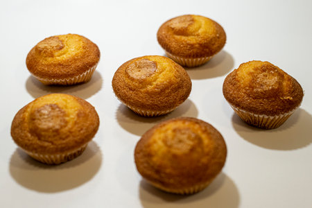 Muffins on a white background with shadows. Select focus.の写真素材