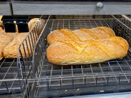 Freshly baked bread in a bakery shop. Freshly baked bread.の写真素材