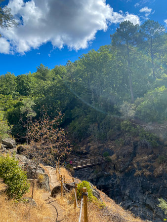 Hiking trail in the mountains of Tarragona, Catalonia, Spainの写真素材