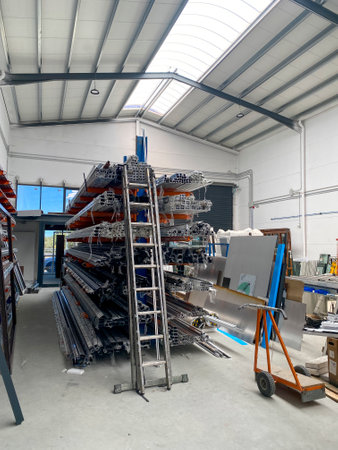 Interior view of a modern warehouse, industrial equipment and equipment.の写真素材