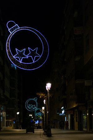 Christmas decoration on the streets of the city of Barcelona, Spain.の写真素材
