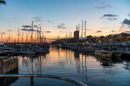 Sunset in the marina of ALICANTE, Spainの写真素材