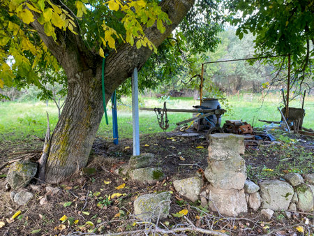 Old well in the countryside in autumn. Old well in the countryside.の写真素材