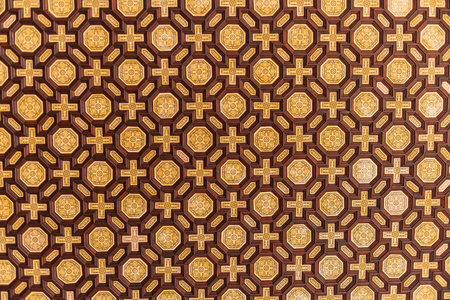 Ottoman Turkish art with geometric patterns on wood background (close-up shot)の写真素材
