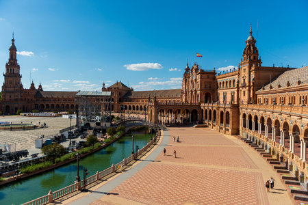 Plaza de Espana in Seville, Spainの写真素材