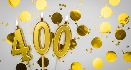 400 online community fans. 400 followers card. social networks, blogs and subscribers card. Festive Background. Social media.の写真素材