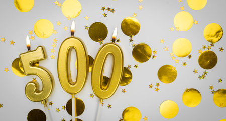 500 online community fans. 500 followers card. social networks, blogs and subscribers card. Festive Background. Social media.の写真素材