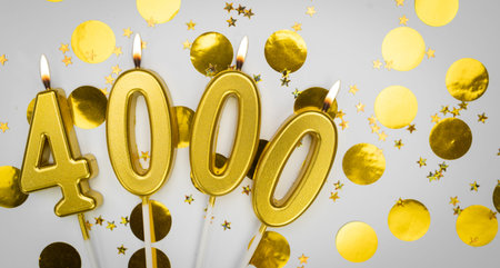 4k online subscribers or community fans. 4000 followers card. Banner. Festive background social media celebration.の写真素材