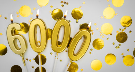 6k online subscribers or community fans. 6000 followers card. Banner. Festive background social media celebration.の写真素材