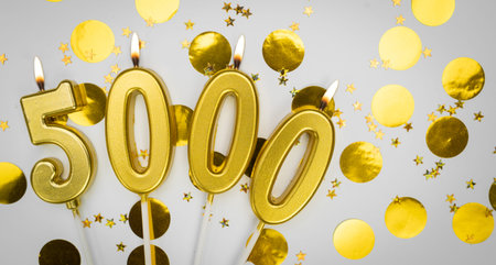 5k online subscribers or community fans. 5000 followers card. Banner. Festive background social media celebration.の写真素材