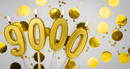 9k online subscribers or community fans. 9000 followers card. Banner. Festive background social media celebration.の写真素材