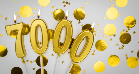 7k online subscribers or community fans. 7000 followers card. Banner. Festive background social media celebration.の写真素材