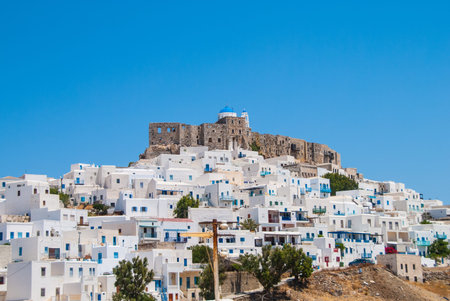 Panoramic view of Astypalaia's castle. Astypalaia is an aegean island of Greece