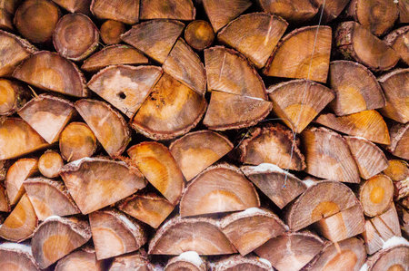 Stack of firewood for winterの写真素材