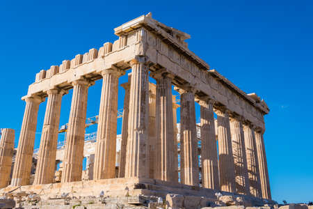 Parthenon temple on Acropolis in Athens Greeceの写真素材