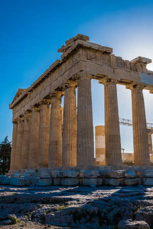Parthenon temple on Acropolis in Athens Greeceの写真素材
