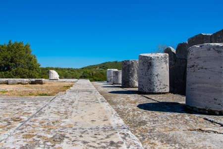 Sanctuary of Nemesis at Rhamnous in north- east Attica in Greece. Two temples to Nemesis and Themis can be found at the archaeological site (4th century BC)の写真素材