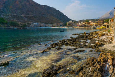 Bay of Gerolimenas village in Mani, Greeceの写真素材