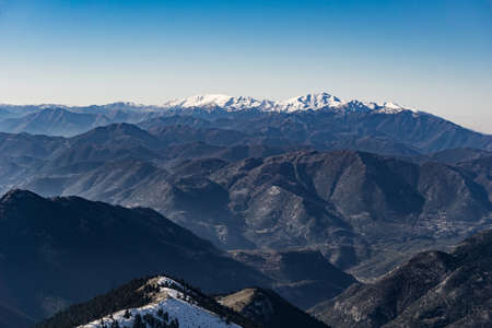 View of Erymanthos mountain in the southern part of Achaea in Greece with an elevation of 2.224 metres. It is the fourth-tallest mountain in the Peloponnese peninsulaの写真素材