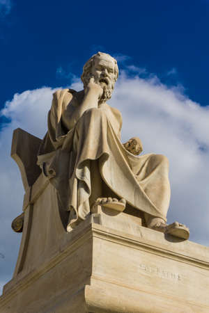 Statue of ancient greek philosopher Socrates in the Academy of Athens in Greeceのeditorial素材