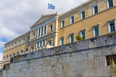 The greek parliament at Syntagma square in Athens Greeceの写真素材