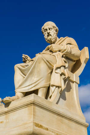 Statue of ancient greek philosopher Plato in the Academy of Athens in Greeceのeditorial素材
