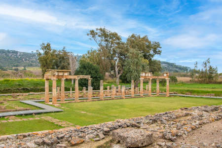 The temple of ancient goddess Artemis in Brauron (Vravrona) in Attica, Greeceの写真素材