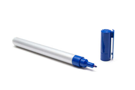 Blue highlighter isolatedの写真素材