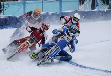 Competitions at the ice Speedway in the city of Lukhovitsy, Moscow region, Russian Federation 4 February 2017のeditorial素材