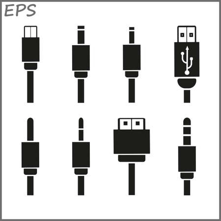 Cable wire computer  icons setのイラスト素材