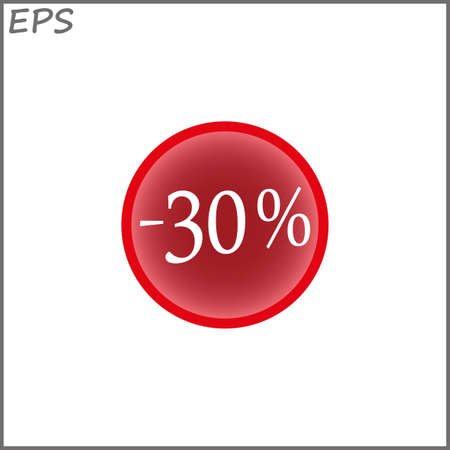 30 percent sale retail flat icon with shadow on background, red modern design web elementのイラスト素材