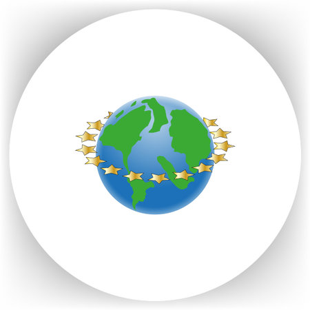 planet earth with gold stars, vector illustrationのイラスト素材