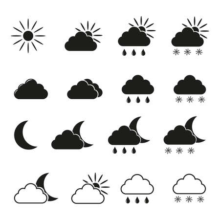 Weather icon set, black vector illustrationのイラスト素材