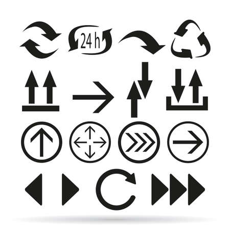 Arrow icon, set arrows, black vector illustration.のイラスト素材