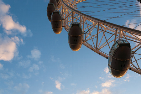 London, England - July 21, 2008  London Eye capsule seen from the just below  London Eye is also known as the Millennium Wheel, one of the most popular tourist attraction in London のeditorial素材