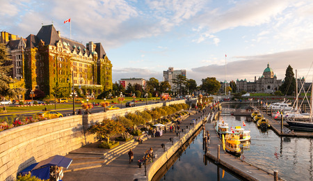 Victoria, British Columbia, CANADA - September 17, 2011 : Beautiful view of Inner Harbour in Victoria, British Columbia, CANADAのeditorial素材