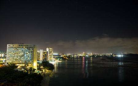 Guam, USA - March 05, 2016: Night view beautiful Tumon Bay. Stars twinkled in the sky.のeditorial素材