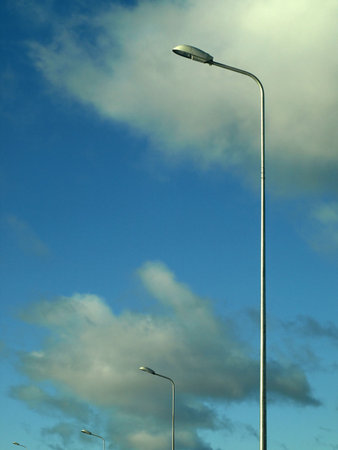 Street lamps on cloudy backgroundの写真素材
