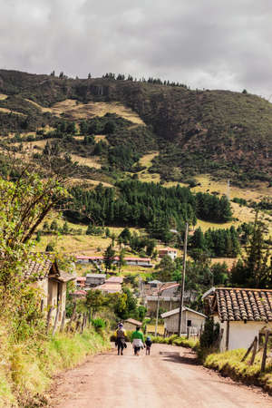 Open field landscape in cloudy day, Ecuadorの写真素材