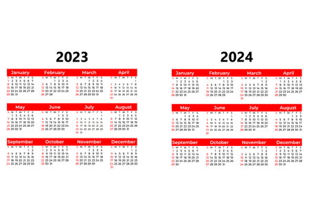 Calendar 2023, 2024 years. vector illustration. simple template Vector graphicsのイラスト素材