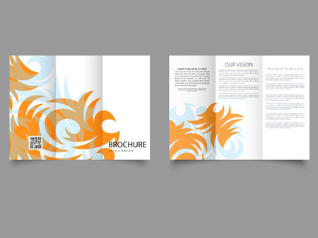 Trifold brochure with orange pattern. . Flyer for printing. vector graphics.のイラスト素材