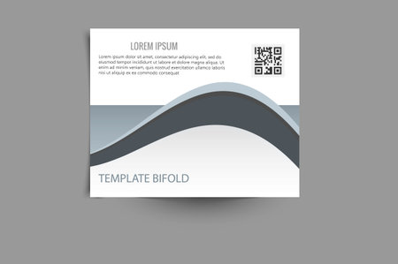 Bifold brochure with gray waves. Flyer for printing. vector graphics.のイラスト素材