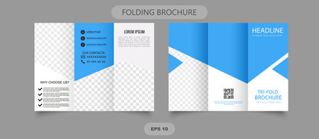 Blue corporate brochure for business. Flyer with triangles. Vector graphics for printing.のイラスト素材