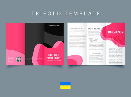 Trifold pink black brooch. Medical flyer, blood test.のイラスト素材