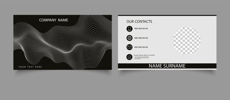 Business card template design Abstract black color icon for luxury presentation simple corporate identity with linesのイラスト素材