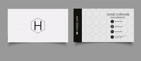 Business card with hexagons. Vector. Card with communication icons.のイラスト素材
